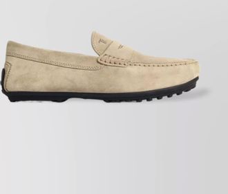 Tod's suede loafers with rubber sole and stitch detailing