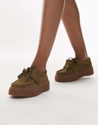 Clarks Torhill Bee - Scarpe color oliva scamosciate-Verde