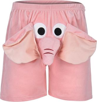 Generic Elephant Pants Men Funny Pajama Bottoms Novelty Humorous 3D Cute Animal Flannel PJS Shorts with Long Nose and Big Ears Soft Loose Nightwear Loungewear