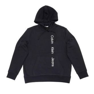 Calvin Klein Mens Long Sleeve Earth Pullover Hoodie In Black Beauty