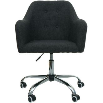 Hhg Silla de oficina HHG 123, silla giratoria silla de escritorio silla de ordenador silla de oficina, con reposabrazos, tela/textil gris oscuro