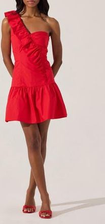 ASTR the Label Asymmetric Ruffle Minidress in Red at Nordstrom Rack, Size X-Large
