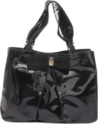 Ferragamo Pre-owned Tote Bags, female, Black, Size: ONE SIZE Pre-owned Leather Shoulder Bag