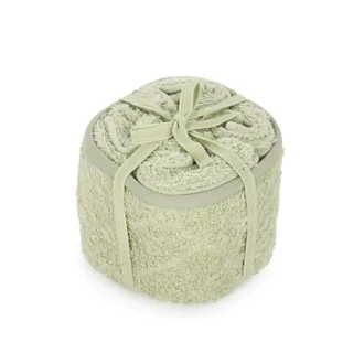 KASANOVA Set 5 lavette cotone 30x30 cm verde con cestino