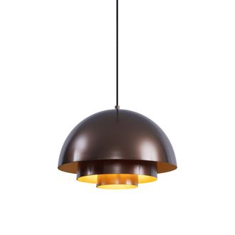 QAZQA Escandinavo L&aacute;mpara Colgante Escandinava Bronce Oscuro Con Interior Dorado - Loes Aluminio Redonda Adecuado Para Led Max. 1 X 15 Watt - Qazqa