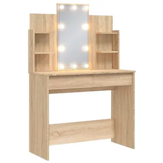 vidaXL Tocador Con Luces Led Roble Sonoma 96x40x142 Cm Vidaxl