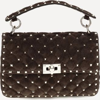Valentino Garavani Medium Rockstud Spike suede Top Handle Bag Female UNI