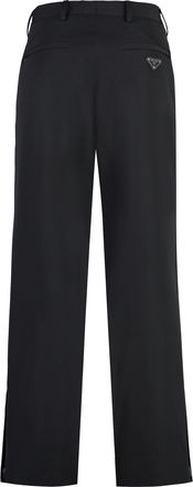 Prada Mens Trousers Technical Fabric With Calf Leather Black