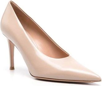 Gianvito Rossi Womens Calfskin Pointed-Toe Pump Beige Calf Leather