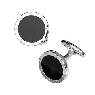 Jan Leslie Rivet Etch Sterling Cufflinks in Black at Nordstrom