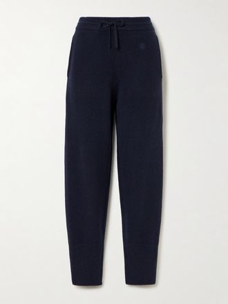 Toteme Pantaloni Sportivi A Gamba Affusolata In Cashmere Con Ricamo - Blu