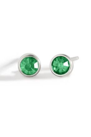 Mint & Lily Birthstone Bezel Studs in Silver /May Emerald at Nordstrom
