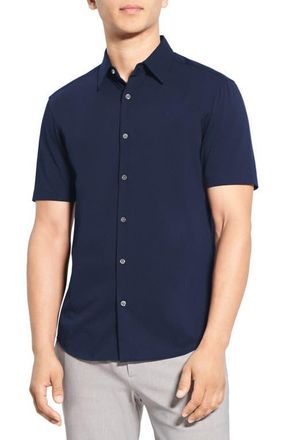 Theory Irving Short Sleeve Button-Up Shirt in Eclipse - B7H at Nordstrom, Size Xx-Large