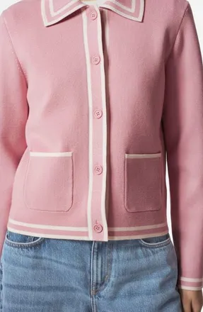 & Other Stories Contrast Detail Cardigan in Pink Dusty Light at Nordstrom, Size Small