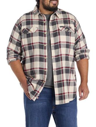 Columbia Big & Tall Flare Stretch Flannel Sport Shirt in Dark Stone at Nordstrom, Size Xx-Large