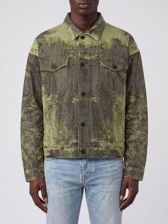 Purple Studded Cotton Denim Jacket with Abstract Embroidery