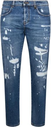 John Richmond Jeans met destroyed details - Heren - Slim Fit Jeans - Blauw - W36 - Denim - Jeans