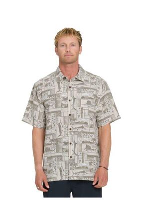 Quiksilver East Cape Short Sleeve Shirt in Moonbeam at Nordstrom, Size Xx-Large