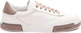 Dolce & Gabbana Beige Sneakers met Veters en Logo - Heren - Sneakers - Beige - 40 EU - Leer - Schoenen