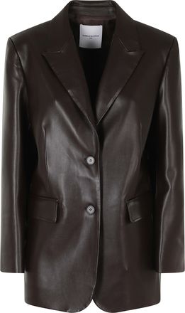 Isabelle Blanche Brown Single-Breasted Faux Leather Jacket