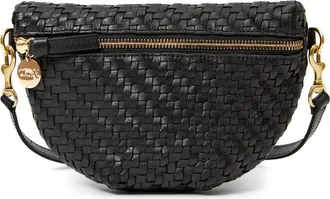 Clare Vivier Petite Fanny Rattan Woven Leather Belt Bag in Black at Nordstrom