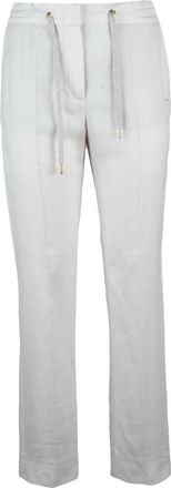Eleventy Linen Wool Silk Chino Trousers - White