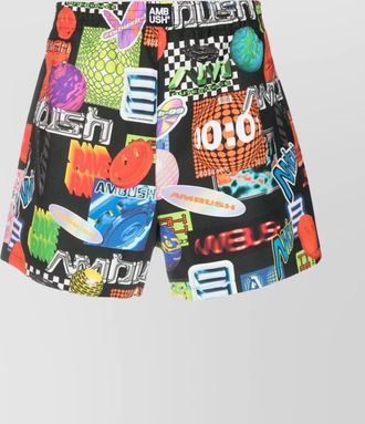 AMBUSH graphic print cotton-blend shorts