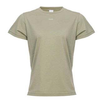 Pinko Pinko, Tops, Dames, Groen, L, Katoen, Basic Jersey Logo T-Shirt