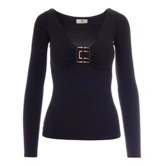 Elisabetta Franchi Long Sleeve Tops - Dames - Longsleeves - Zwart - M - Tops