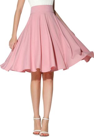 Generic A Line Skirt Womens Midi Skirt Knee-Length Pleated Skirt High Waist Skirts Dress Elastic Waist Wrap Skirt for Women Swing Casual Skirt Plain Autumn Sk