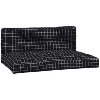 vidaXL Cuscini per Pallet 2 pz Neri Motivo a Quadri Tessuto vidaXL