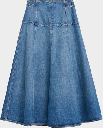 Ulla Johnson Brigette Denim Midi Skirt
