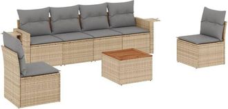 vidaXL Vidaxl - Juego De Sof&aacute;s Jard&iacute;n Con Cojines Beige Mezcla 7 Pzas Rat&aacute;n Pe