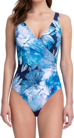 Gottex Surplice High Back One Piece Swimsuit In Got Midnight Floral