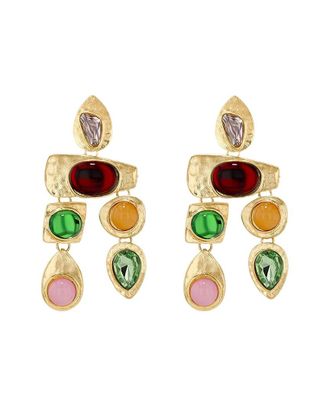 Liv Oliver 18K Plated 16.25 Ct. Tw. Multi Gemstones Earrings