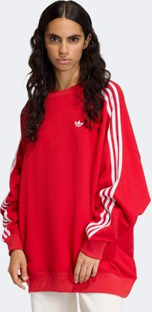 adidas Kapuzensweatshirt ADIDAS ORIGINALS 3S OS CRW, Damen, Gr. XS, better scarlet, wei&szlig;, Obermaterial: 100% Baumwolle, Rundhals, angesetztes B&uuml;ndchen, Sweat