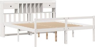 vidaXL Cama Con Estanter&iacute;a Sin Colch&oacute;n Madera Maciza Blanca 180x200 Cm Vidaxl