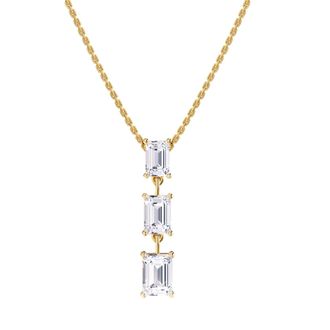 Diamond2Deal 18k Vermeil Plated Silver 2.8 Ct Emerald Cut Lab Grown Diamond Pendant Drop Necklace 18
