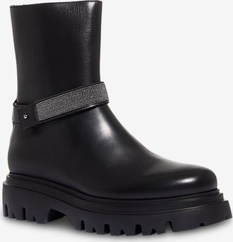 Fabiana Filippi Flache Glattlederstiefeletten Filo Diamante 40