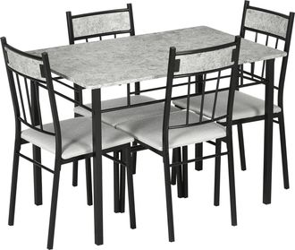 HOMCOM Set Tavolo Rettangolare E 4 Sedie Da Pranzo Con Seduta Imbottita - Homcom