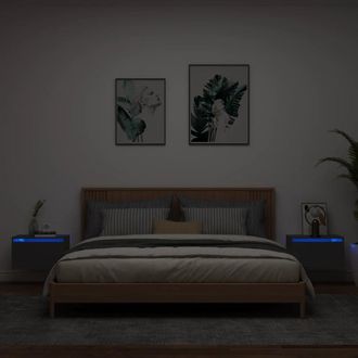 vidaXL Vidaxl - Mesitas De Noche De Pared Con Luces Led 2 Unidades Negro