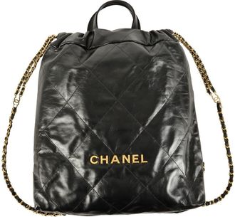 Chanel Matelasse Black Leather Backpack (Pre-Owned)