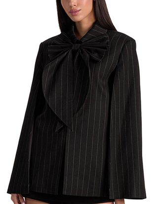 Alice & Olivia Alice + Olivia Philippa Draped Bow Cropped Wool-Blend Cape