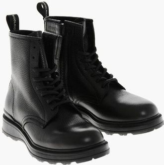 Woolrich Textured Leather WORK Combat Booties with Inner Zip size 45