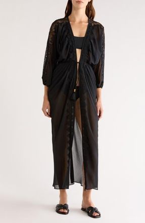 Ramy Brook Bernice Lace Trim Cover-Up in Black at Nordstrom, Size X-Small