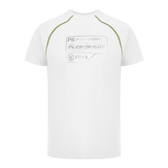 Plein Sport Prestatie Korte Mouwen Logo T-shirt in Wit