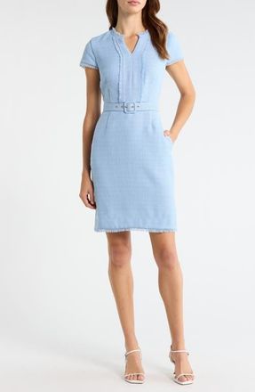 Tahari by ASL Boucl&eacute; Sheath Dress in Sky Blue at Nordstrom, Size 12