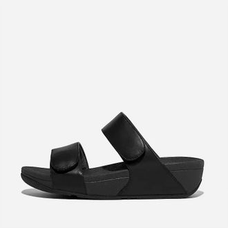 FitFlop Womens Lulu Adjustable Leather Slides In Black