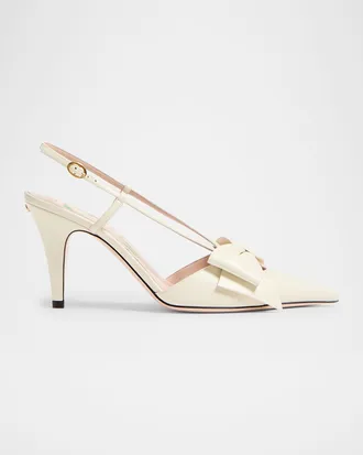 Valentino Garavani Bowow Leather Slingback Pumps