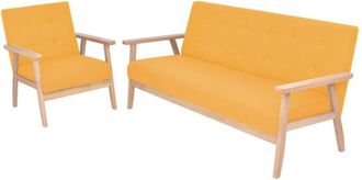 vidaXL Juego De Sof&aacute;s De Tela De 2 Piezas Color Amarillo Vidaxl